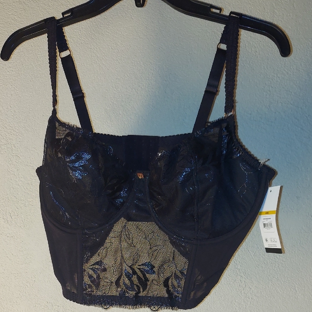 Black Lace Embroidered Bustier